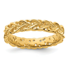 Sterling Silver Stackable Expressions Gold-plated Carved Band