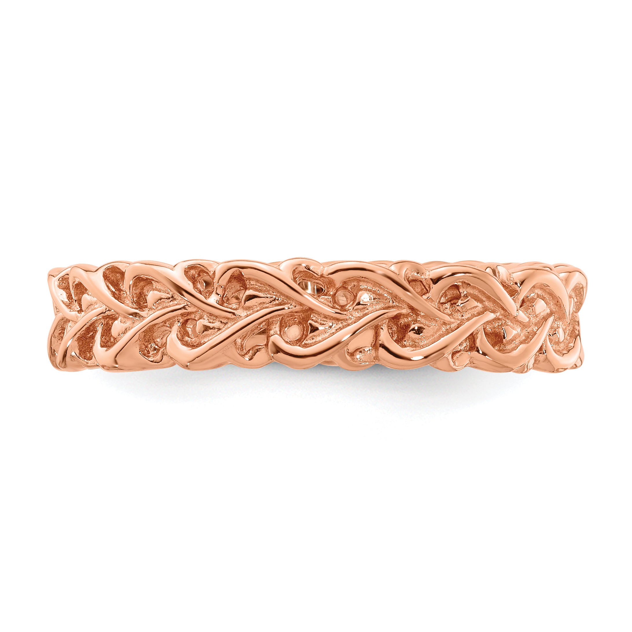 Sterling Silver Stackable Expressions Pink-plated Carved Ring