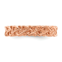 Sterling Silver Stackable Expressions Pink-plated Carved Ring