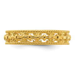 Sterling Silver Stackable Expressions Gold-plated Carved Band