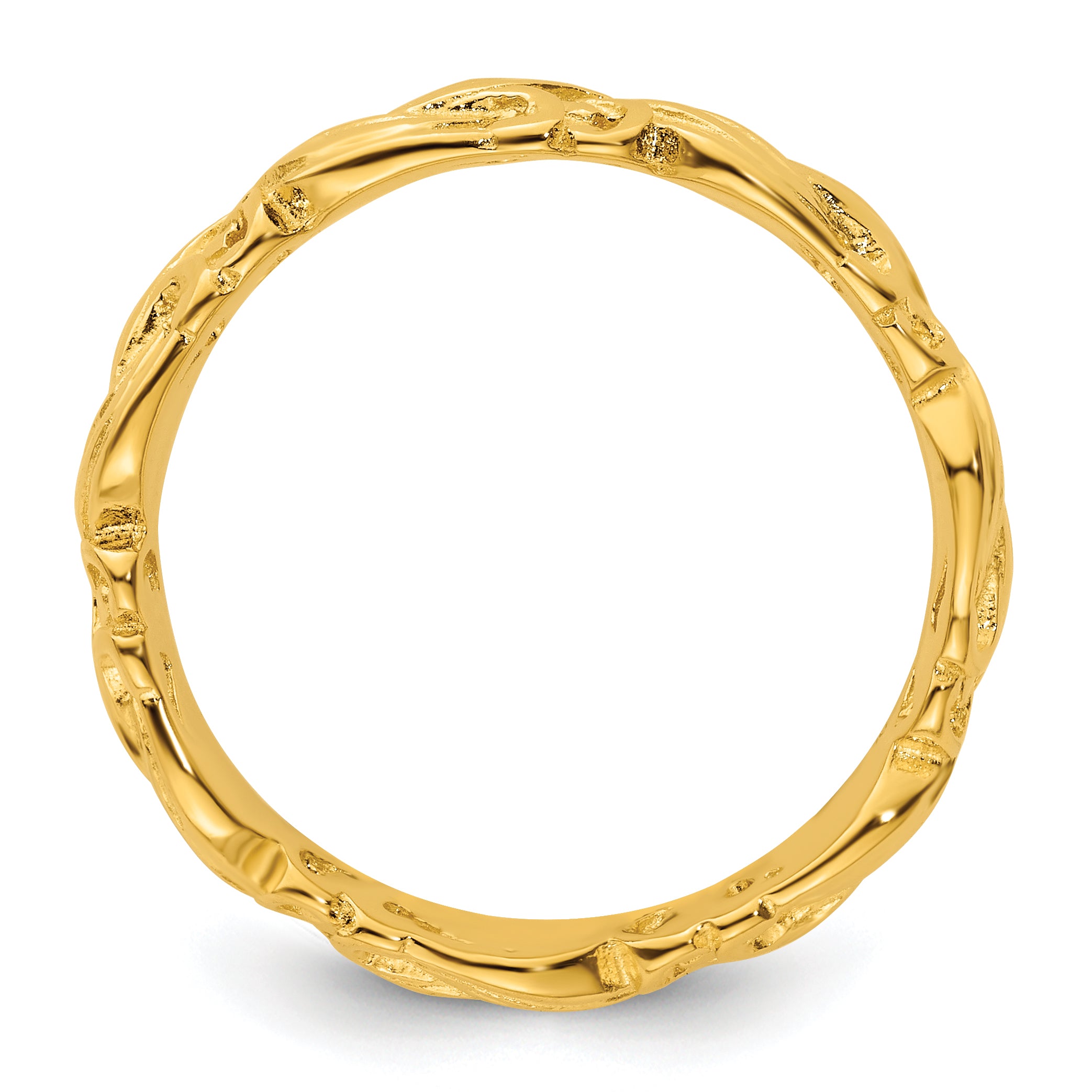 Sterling Silver Stackable Expressions Gold-plated Carved Band