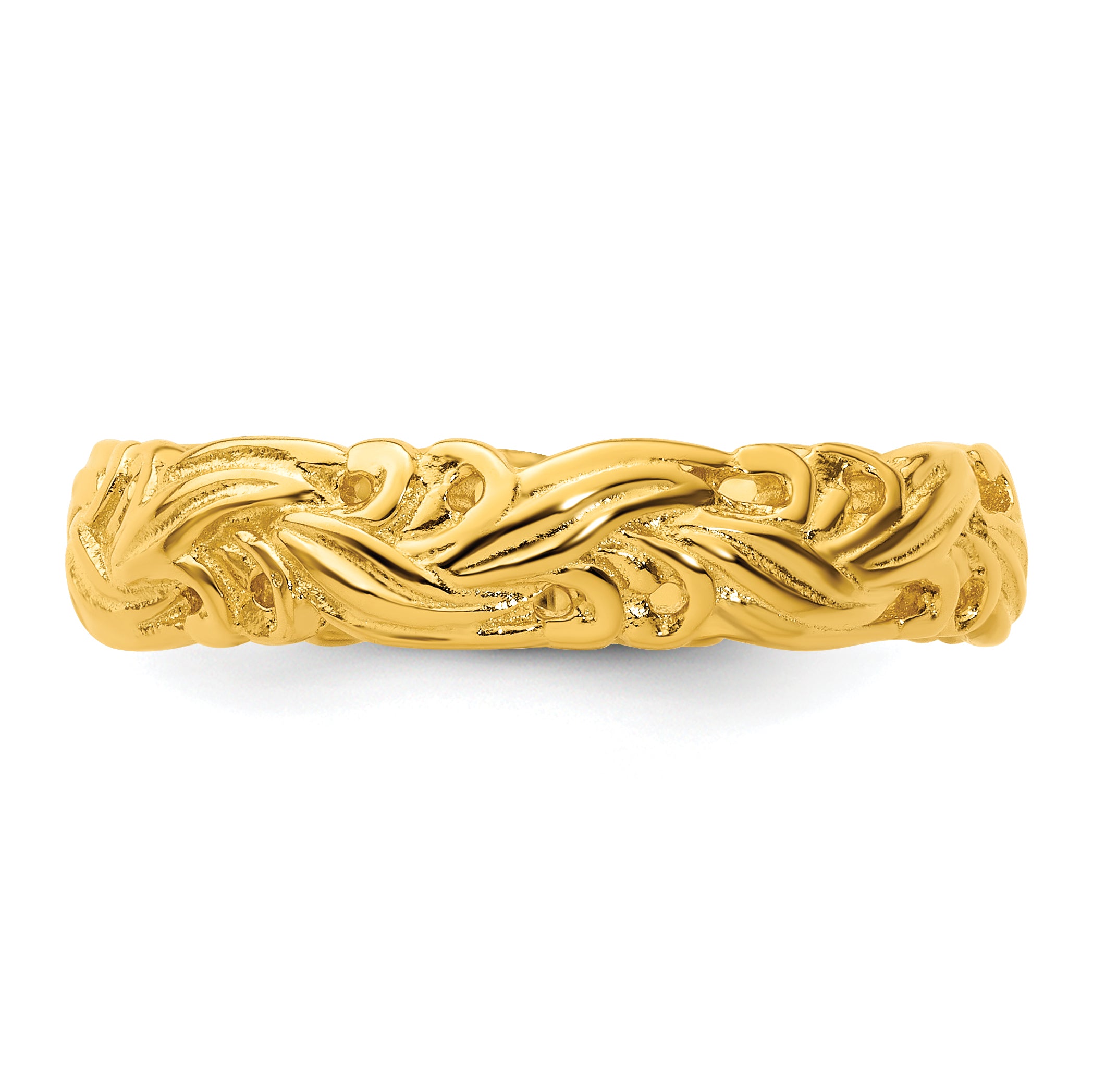 Sterling Silver Stackable Expressions Gold-plated Carved Band