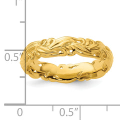 Sterling Silver Stackable Expressions Gold-plated Carved Band