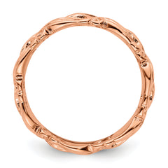 Sterling Silver Stackable Expressions Pink-plated Carved Band