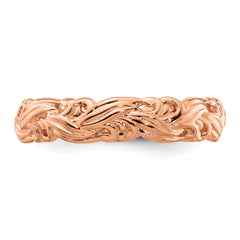 Sterling Silver Stackable Expressions Pink-plated Carved Band