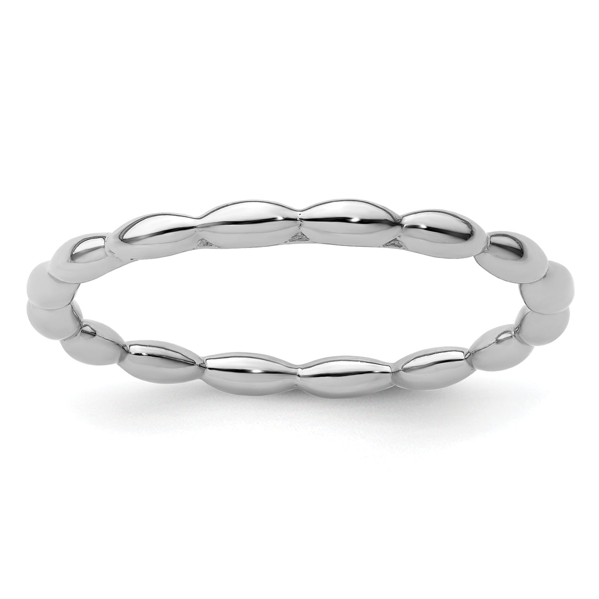 Sterling Silver Stackable Expressions Rhodium Rice Bead Ring