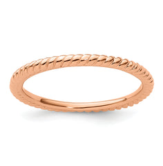 Sterling Silver Stackable Expressions Pink-plated Twisted Ring