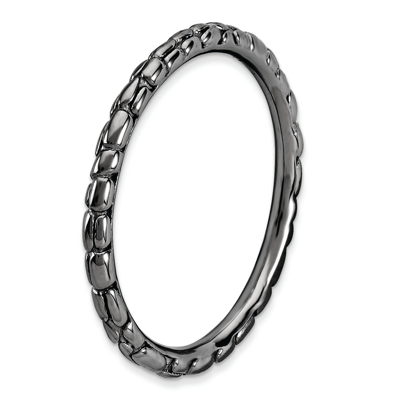 Sterling Silver Stackable Expressions Black-plated Twisted Ring