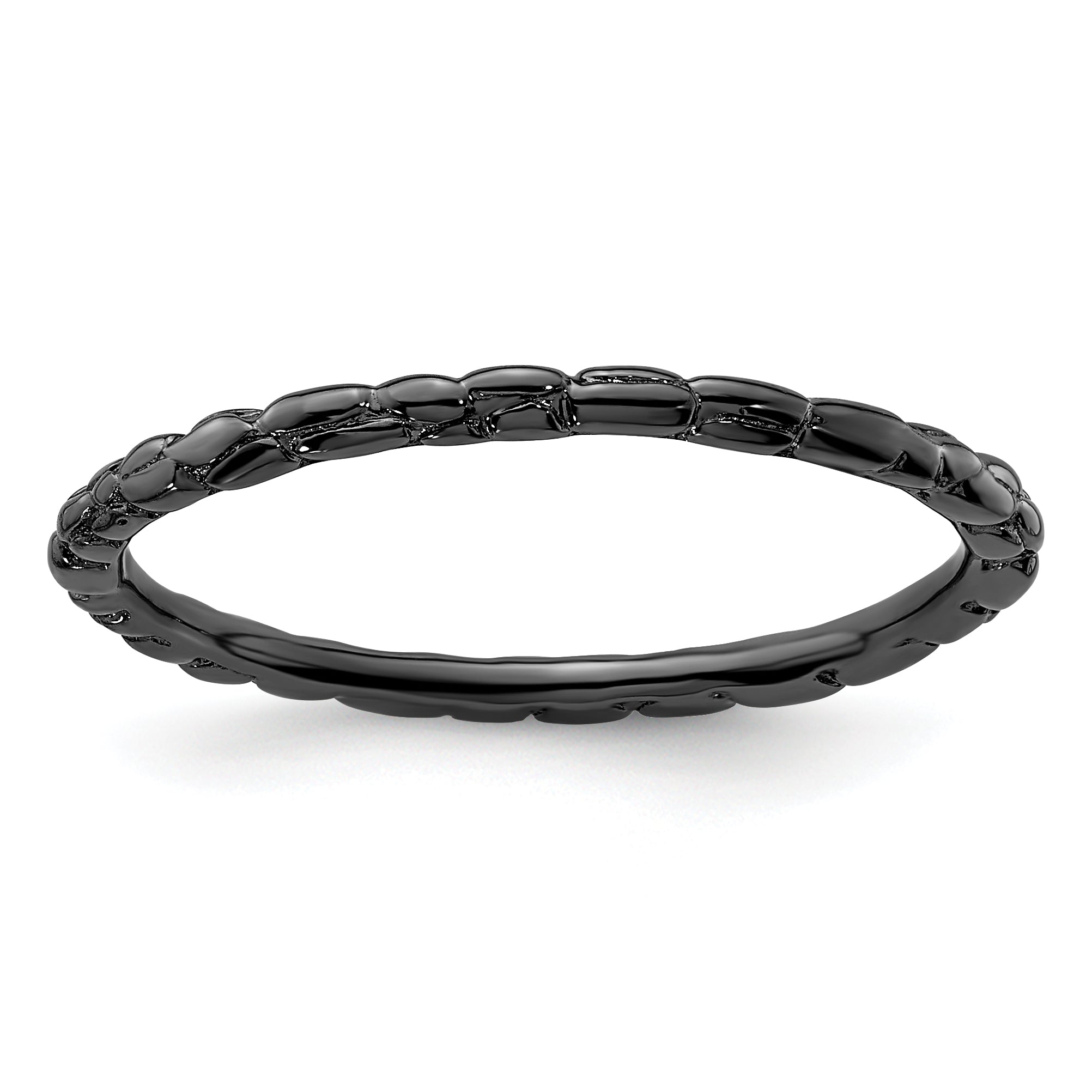 Sterling Silver Stackable Expressions Black-plated Twisted Ring