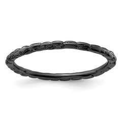 Sterling Silver Stackable Expressions Black-plated Twisted Ring