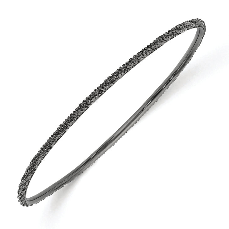 Sterling Silver Stackable Expressions Ruthenium Plated Bracelet