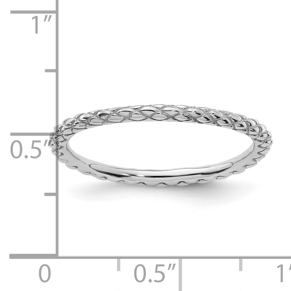 Sterling Silver Stackable Expressions Rhodium Criss-cross Ring