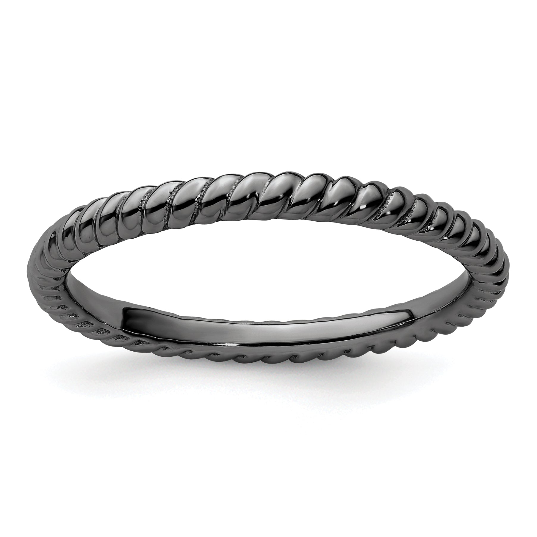 Sterling Silver Stackable Expressions Black-plated Twisted Ring