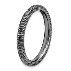 Sterling Silver Stackable Expressions Black-plated Textured Ring