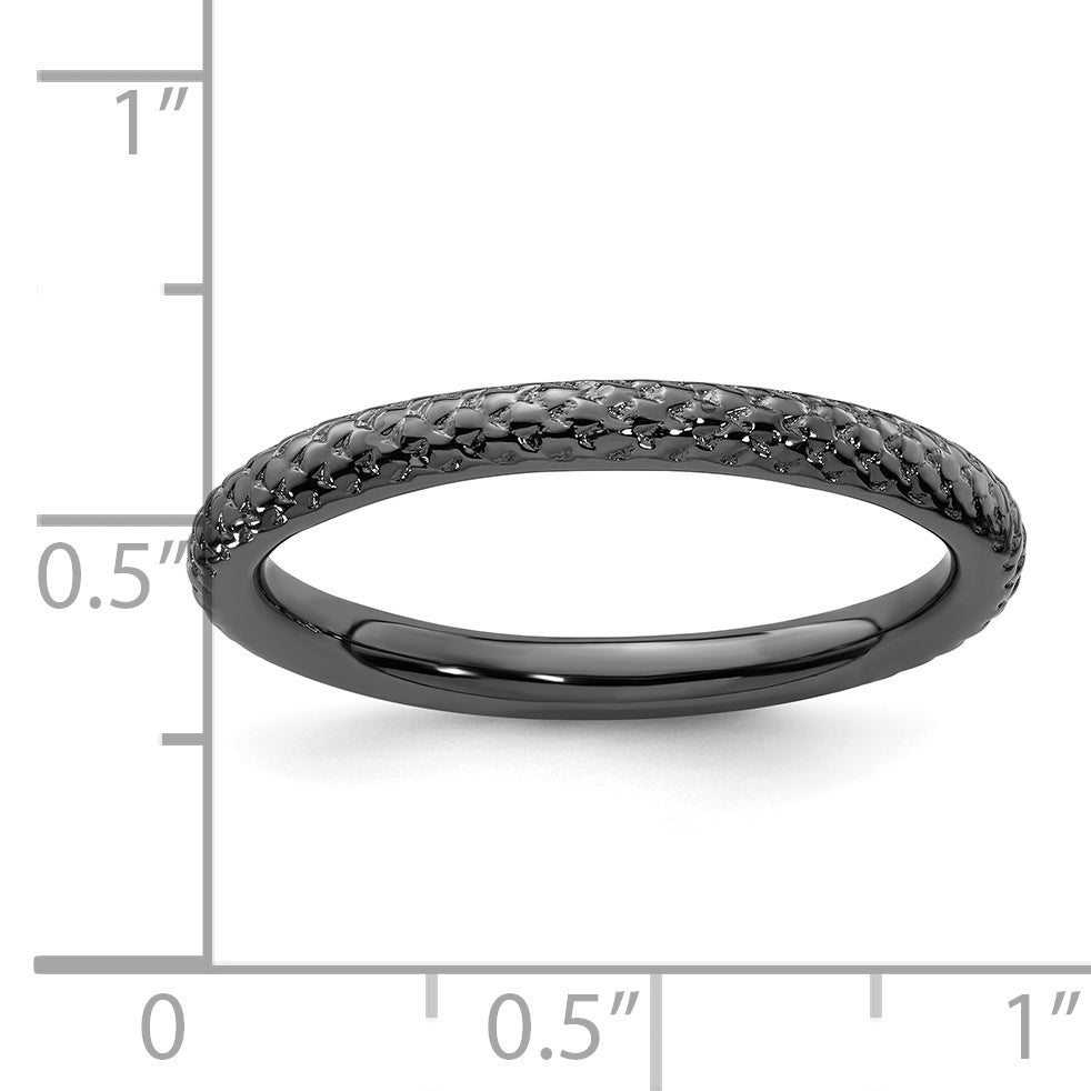 Sterling Silver Stackable Expressions Black-plated Cable Ring