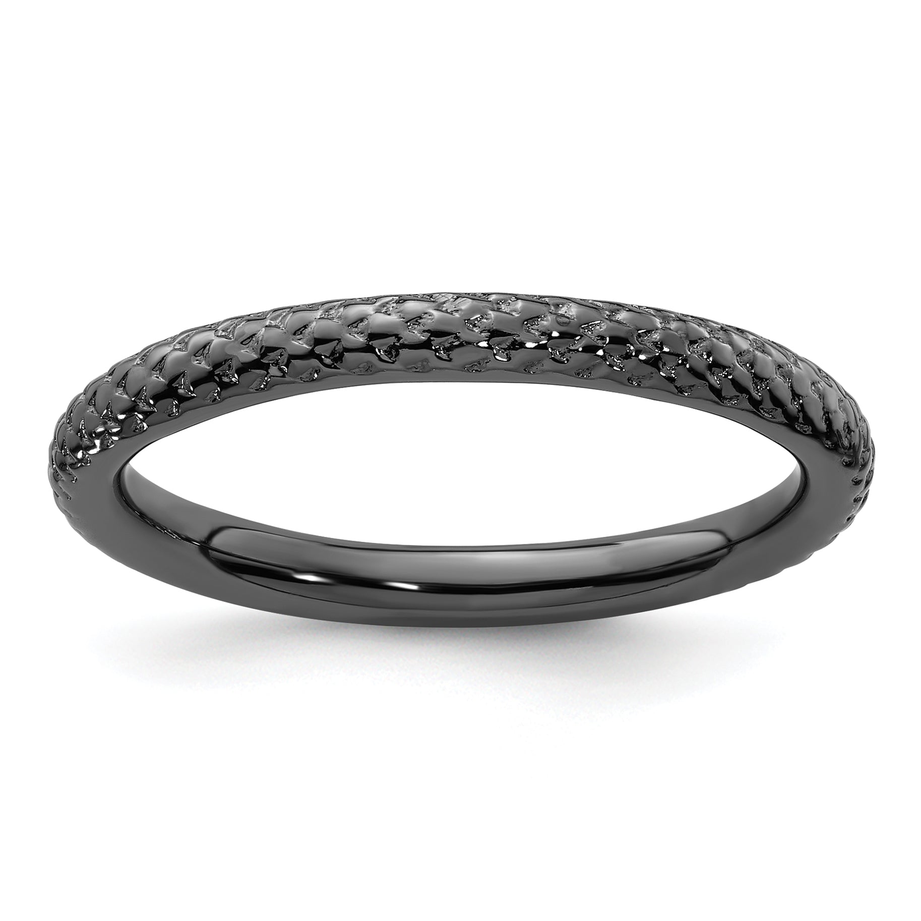 Sterling Silver Stackable Expressions Black-plated Cable Ring