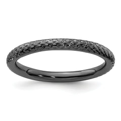 Sterling Silver Stackable Expressions Black-plated Cable Ring