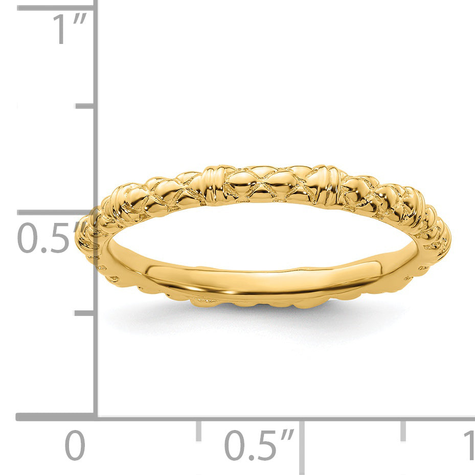 Sterling Silver Stackable Expressions Gold-plated Cable Ring