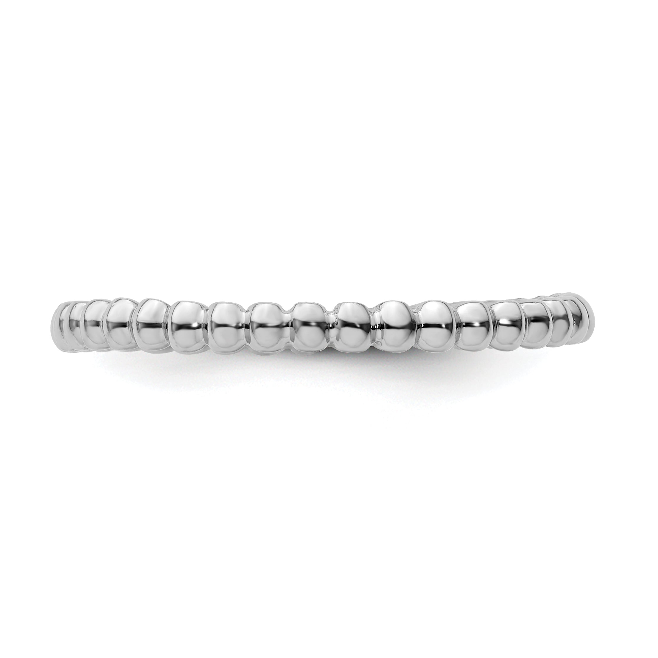 Sterling Silver Stackable Expressions Rhodium Beaded Ring