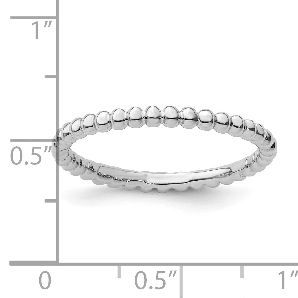 Sterling Silver Stackable Expressions Rhodium Beaded Ring