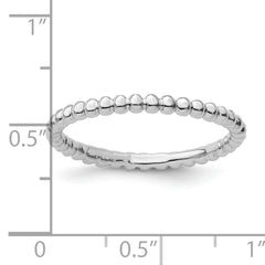 Sterling Silver Stackable Expressions Rhodium Beaded Ring