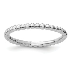 Sterling Silver Stackable Expressions Rhodium Beaded Ring