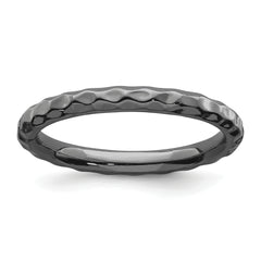 Sterling Silver Stackable Expressions Black-plated Rice Ring