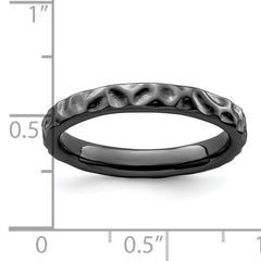 Sterling Silver Stackable Expressions Black-plated Ring