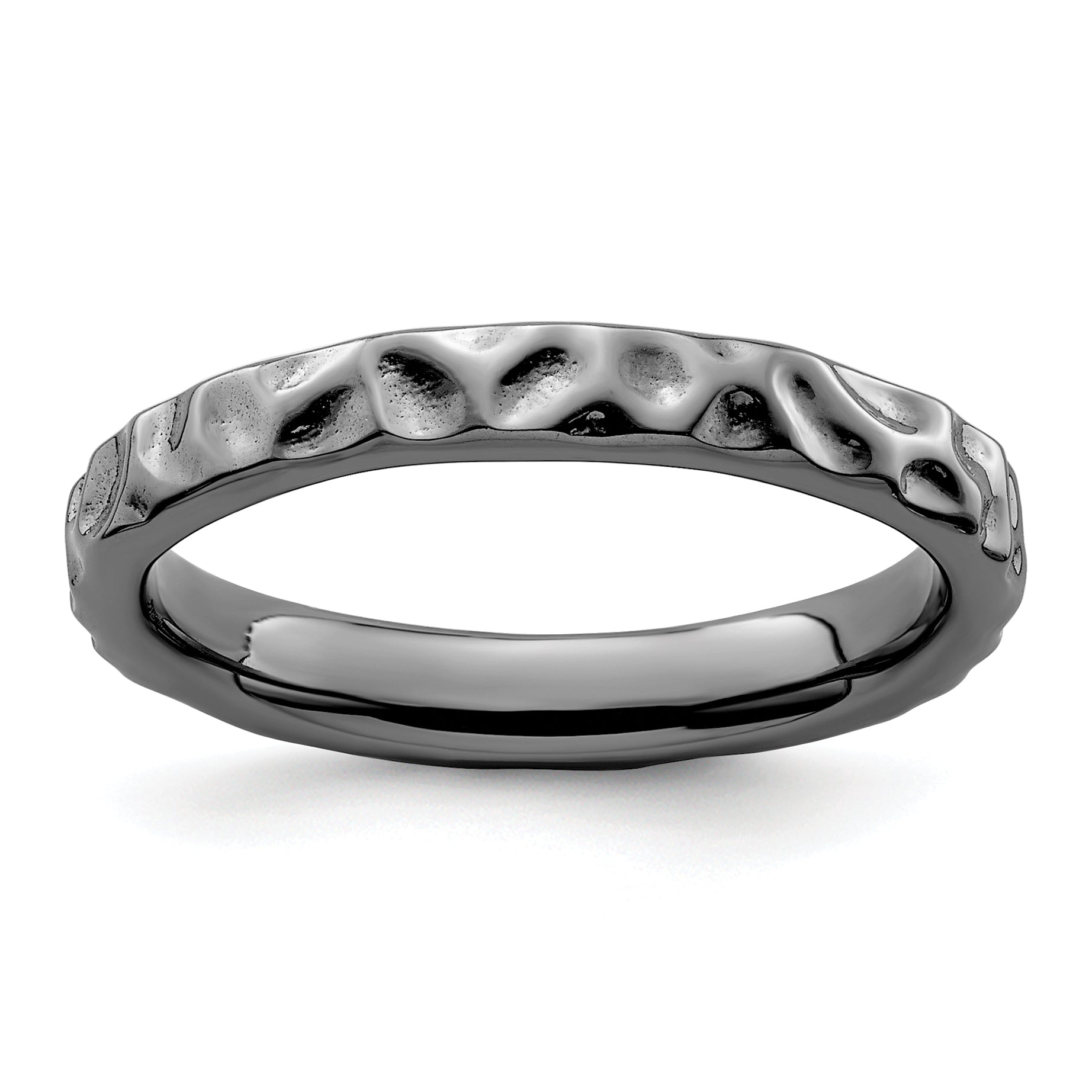 Sterling Silver Stackable Expressions Black-plated Ring