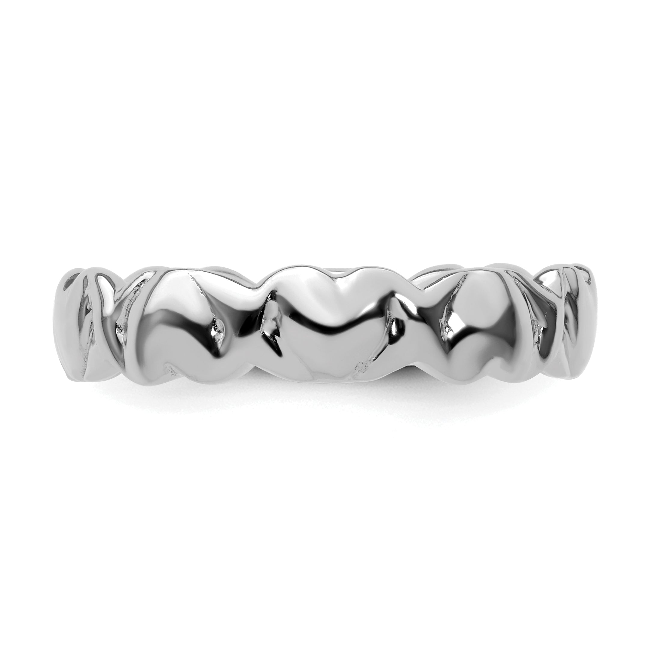 Sterling Silver Stackable Expressions Rhodium Hearts Ring