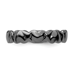 Sterling Silver Stackable Expressions Black-plated Hearts Ring