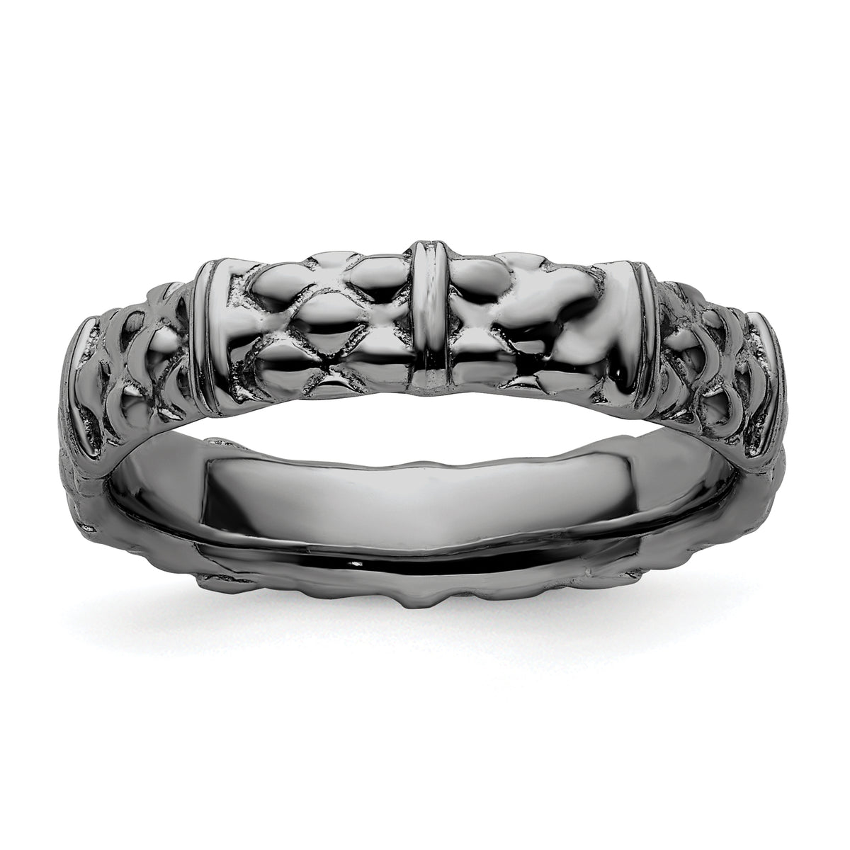 Sterling Silver Stackable Expressions Black-plated Ring