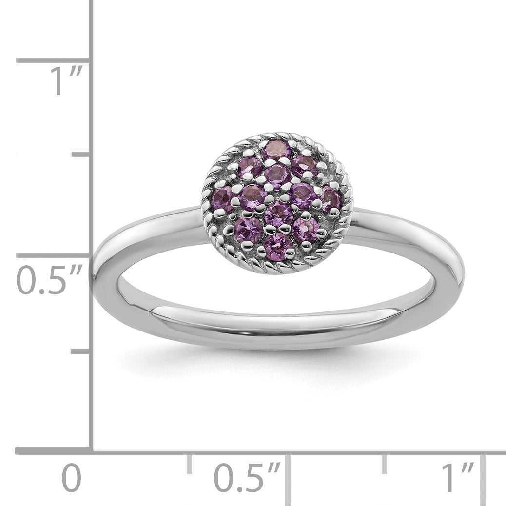 Sterling Silver Stackable Expressions Amethyst Rhodium Ring