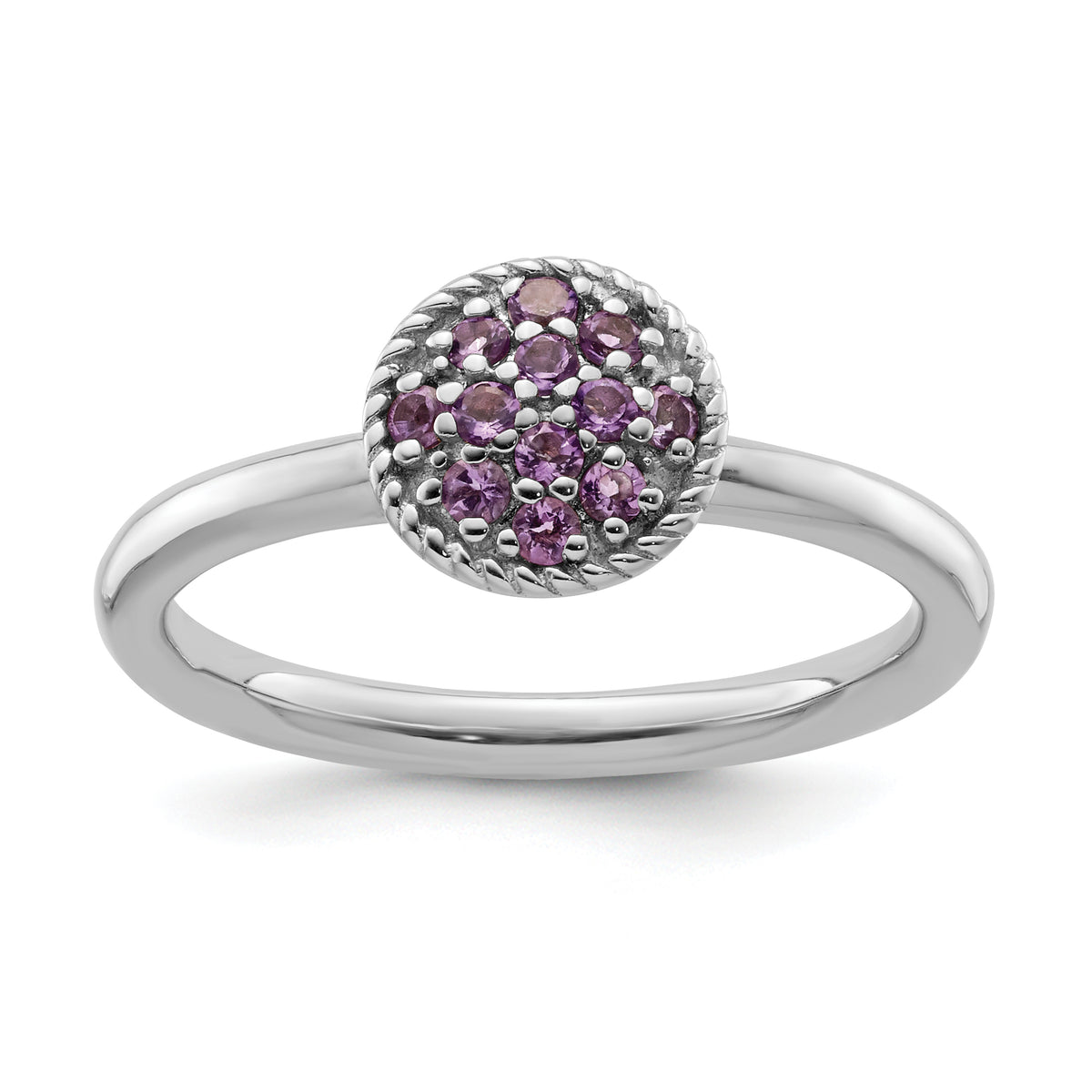 Sterling Silver Stackable Expressions Amethyst Rhodium Ring