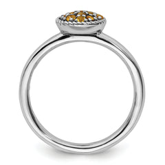 Sterling Silver Stackable Expressions Citrine Rhodium Ring