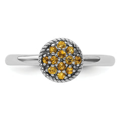 Sterling Silver Stackable Expressions Citrine Rhodium Ring