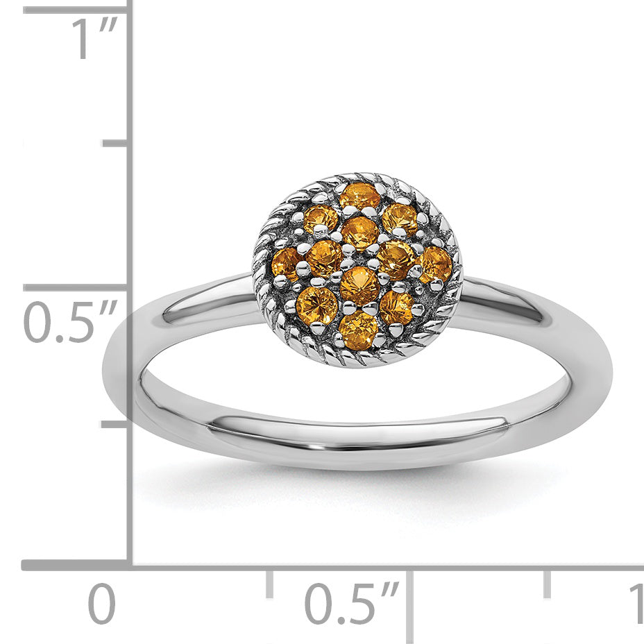 Sterling Silver Stackable Expressions Citrine Rhodium Ring