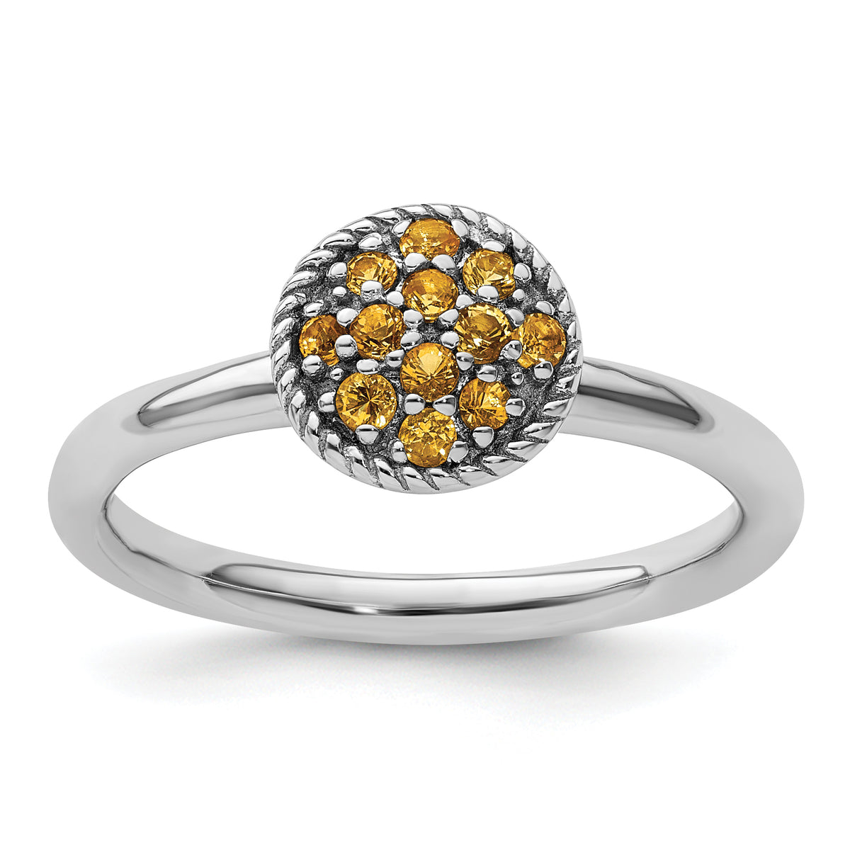 Sterling Silver Stackable Expressions Citrine Rhodium Ring