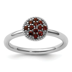 Sterling Silver Stackable Expressions Garnet Rhodium Ring