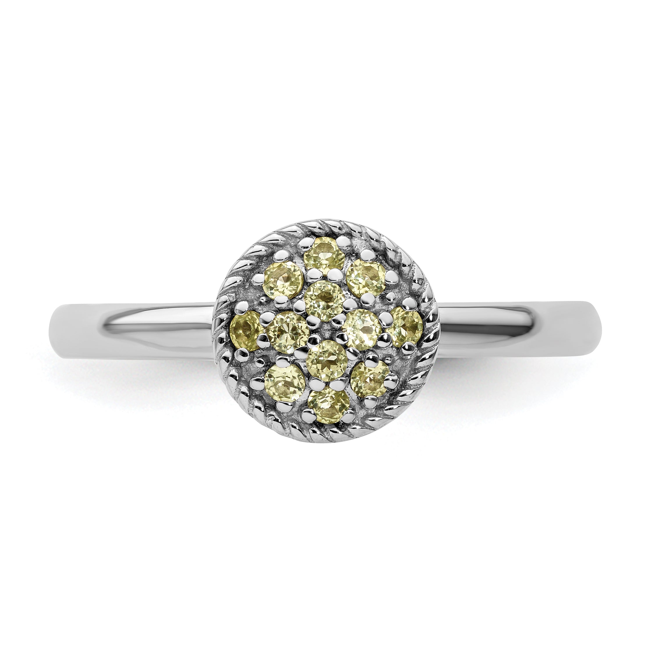 Sterling Silver Stackable Expressions Peridot Rhodium Ring