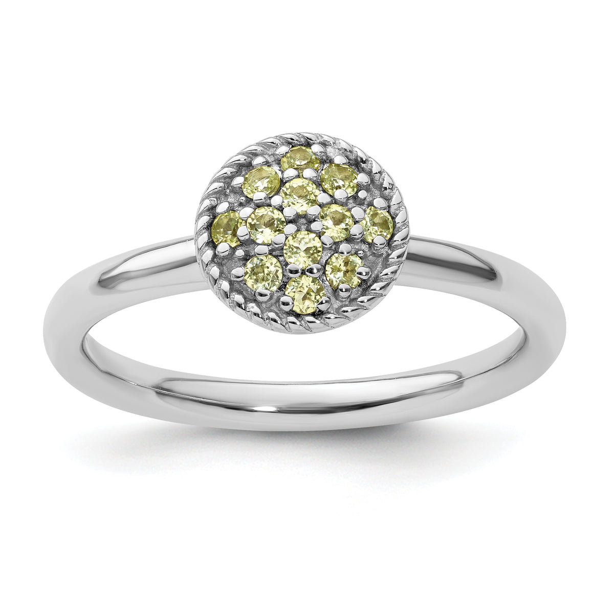 Sterling Silver Stackable Expressions Peridot Rhodium Ring