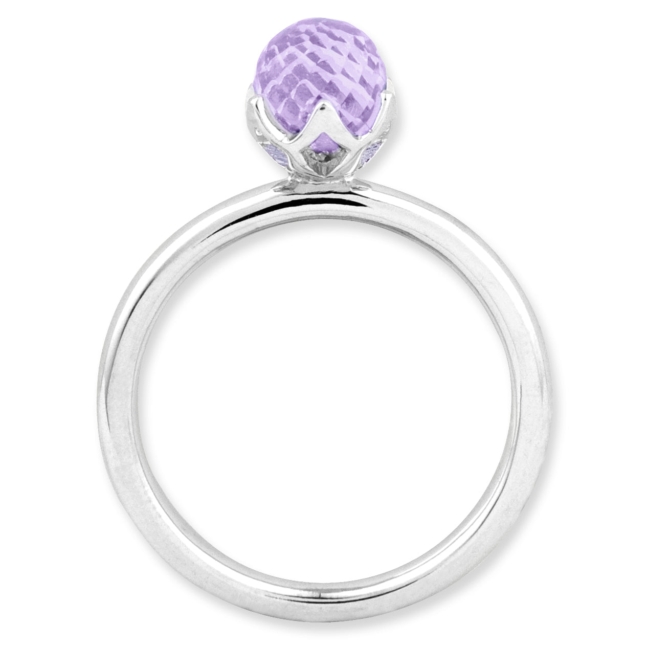 Sterling Silver Stackable Expressions Amethyst Briolette Ring