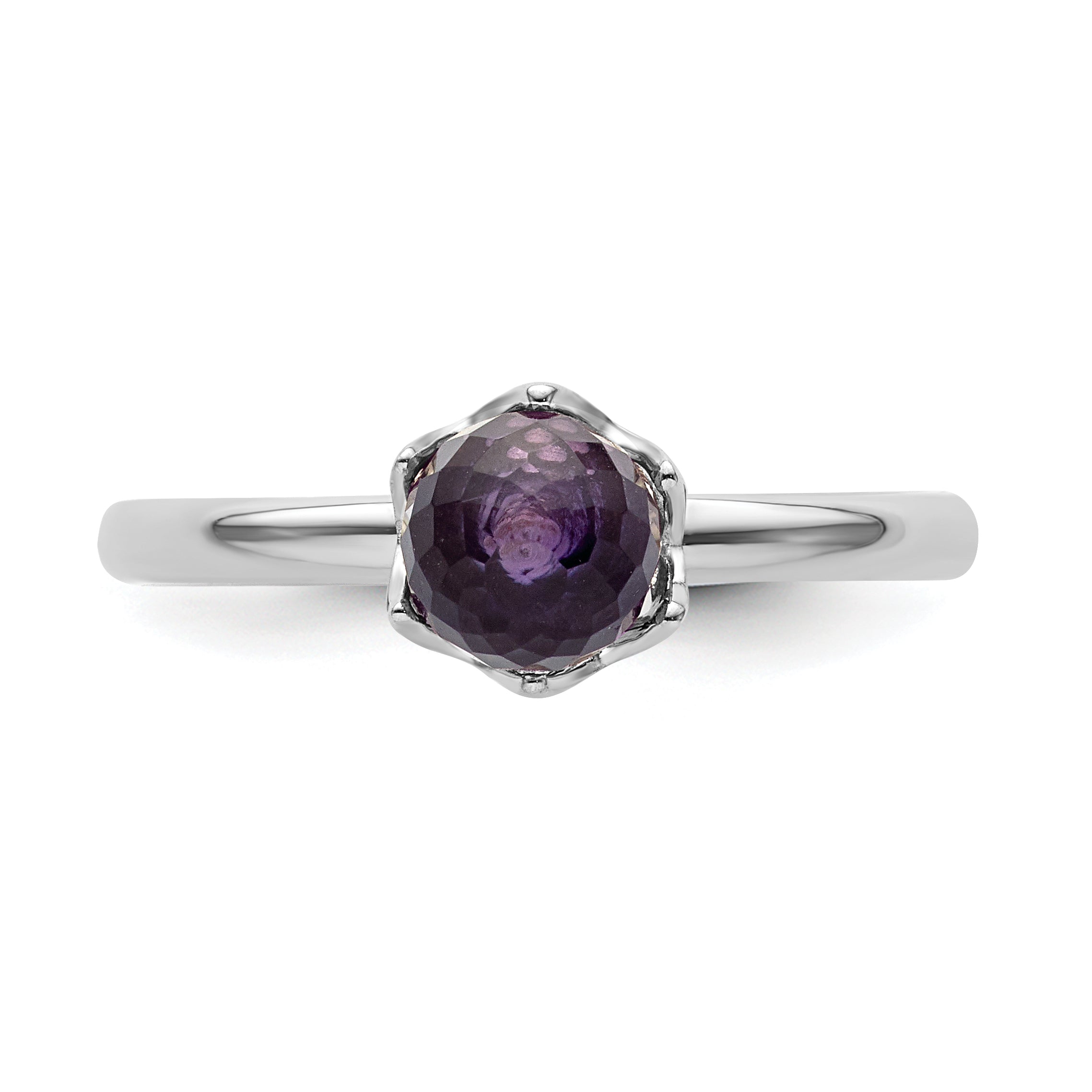 Sterling Silver Stackable Expressions Amethyst Briolette Ring