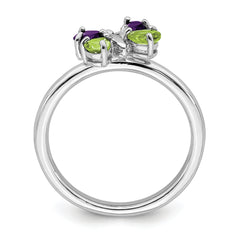 Sterling Silver Stackable Expressions Amethyst & Peridot Butterfly Ring