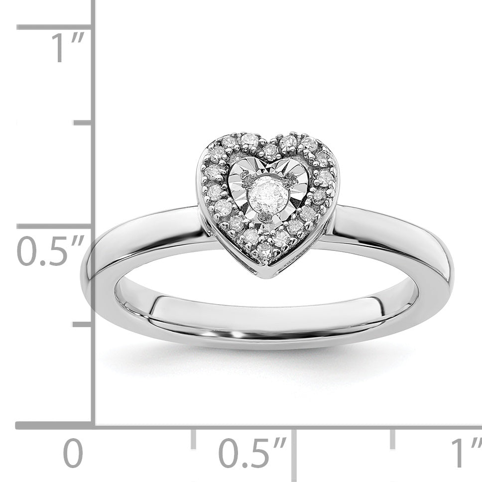 Sterling Silver Stackable Expressions Heart Diamond Ring