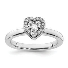 Sterling Silver Stackable Expressions Heart Diamond Ring