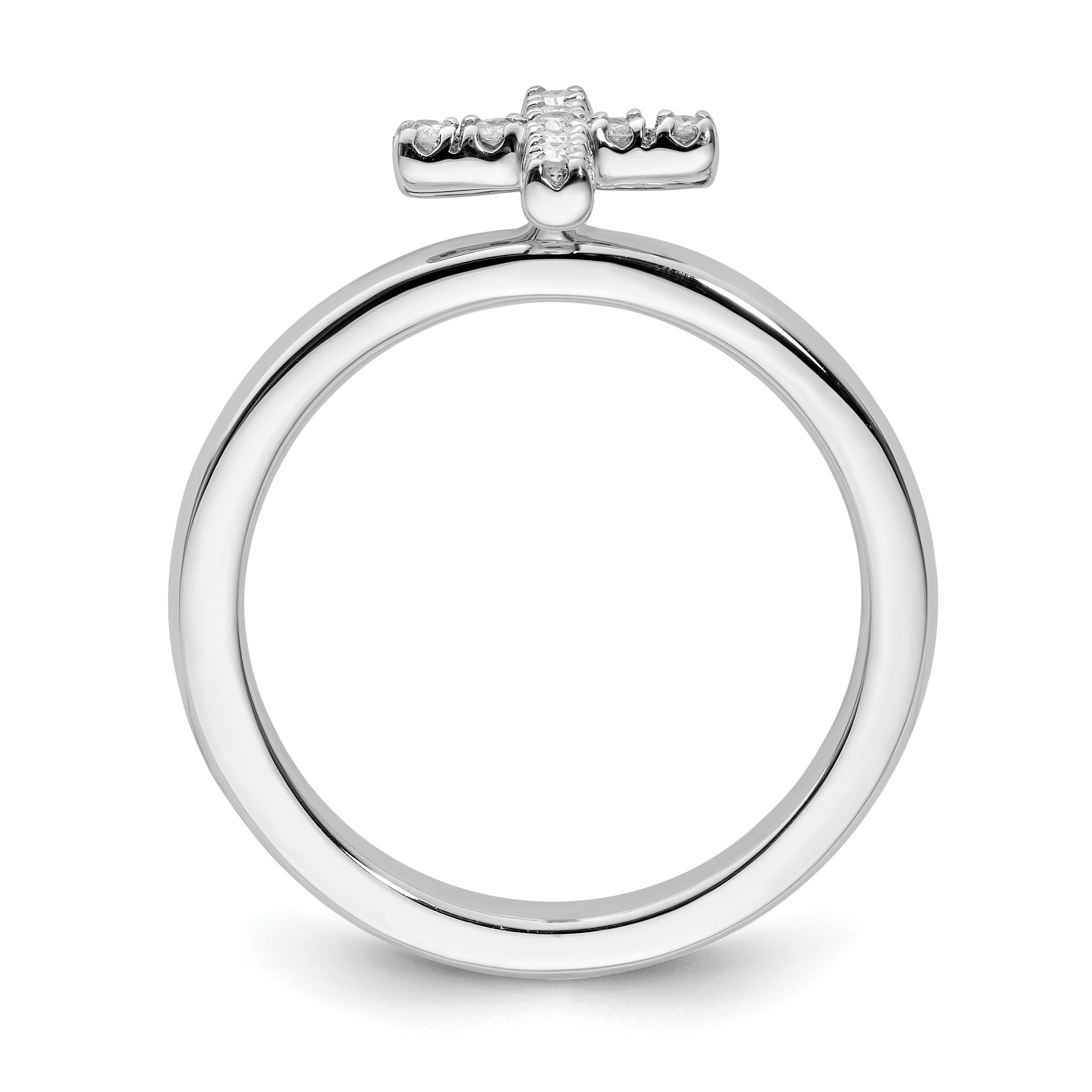 Sterling Silver Stackable Expressions Cross Diamond Ring