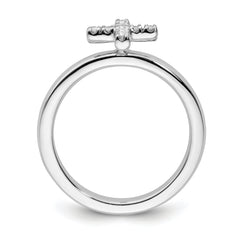 Sterling Silver Stackable Expressions Cross Diamond Ring