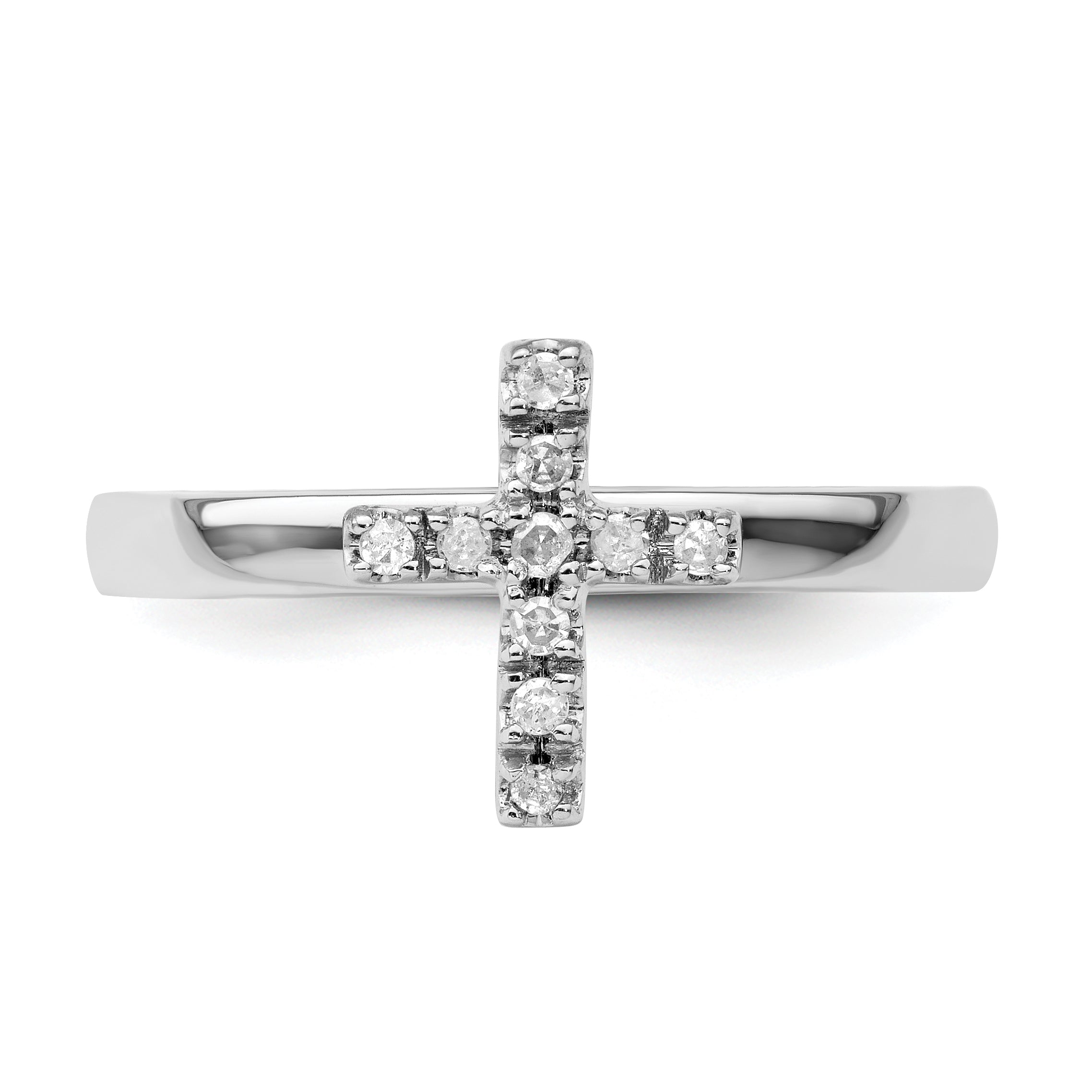 Sterling Silver Stackable Expressions Cross Diamond Ring