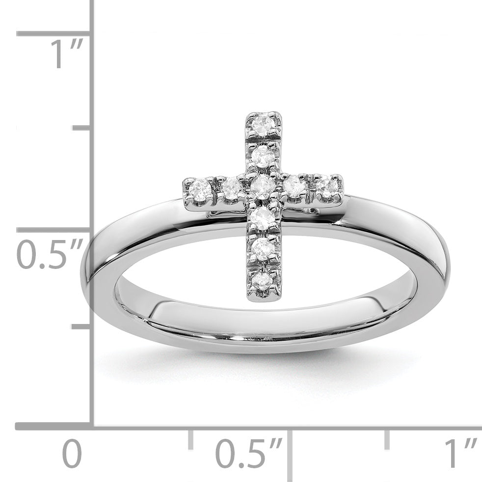 Sterling Silver Stackable Expressions Cross Diamond Ring